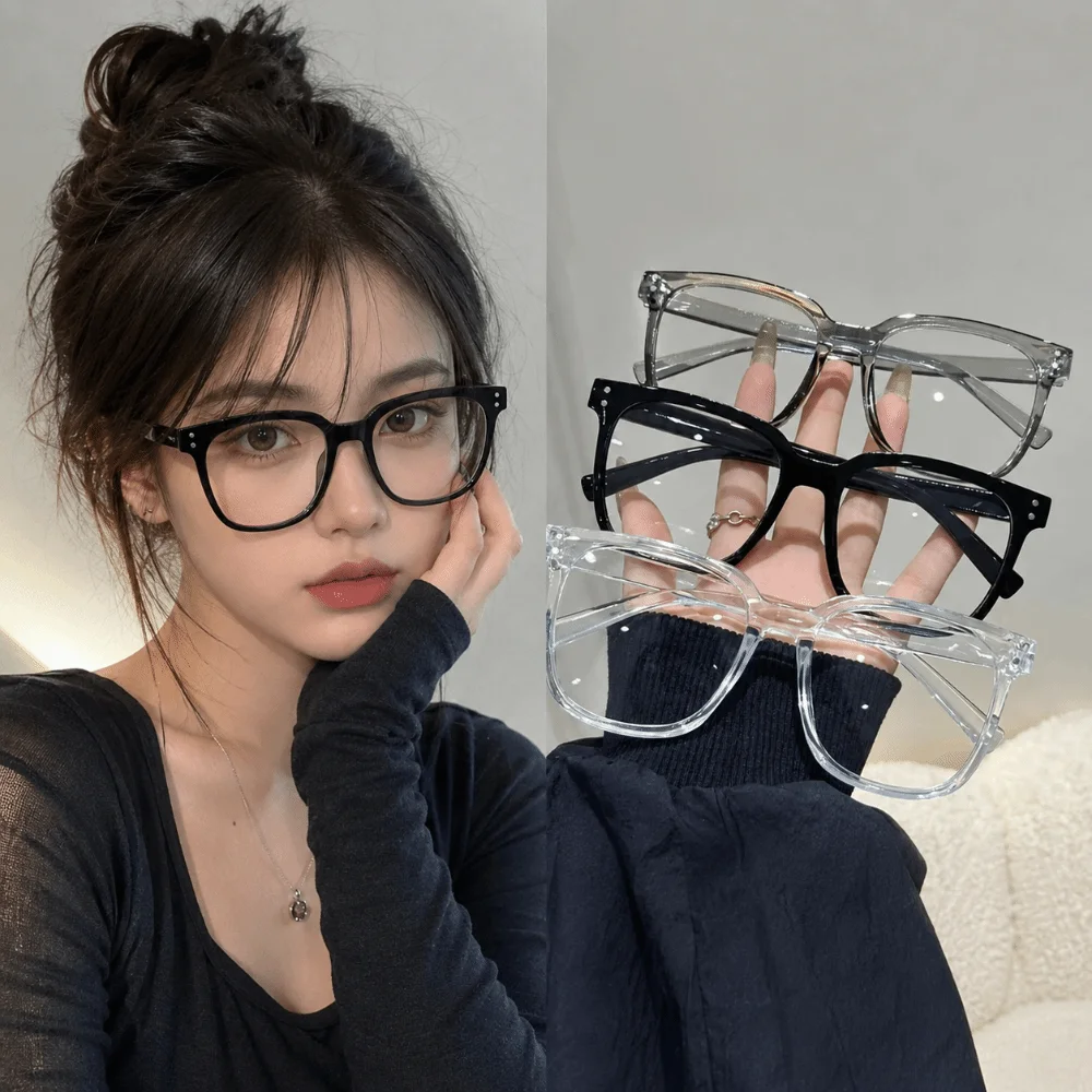Transparent Frame Anti Blue Light Eyewear Square Shape Blackout Lenses Computer Glasses Frame Optical Eyeglasses Lenses