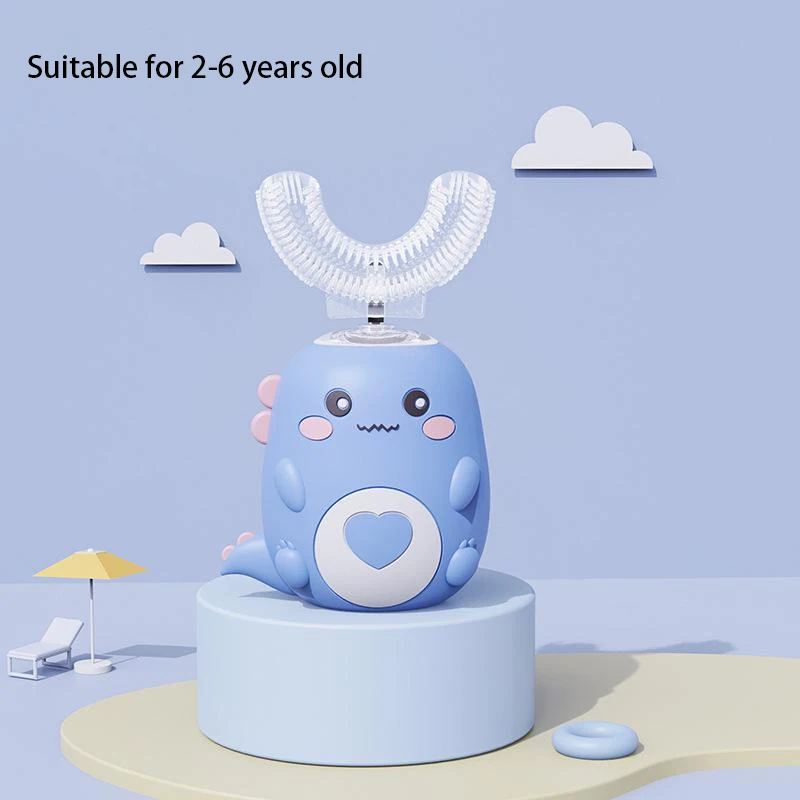 U-vormige elektrische tandenborstel voor kinderen 360 graden slimme cartoon siliconen tandenborstel voor kinderen Automatische oplaadbare sonische tandenborstel