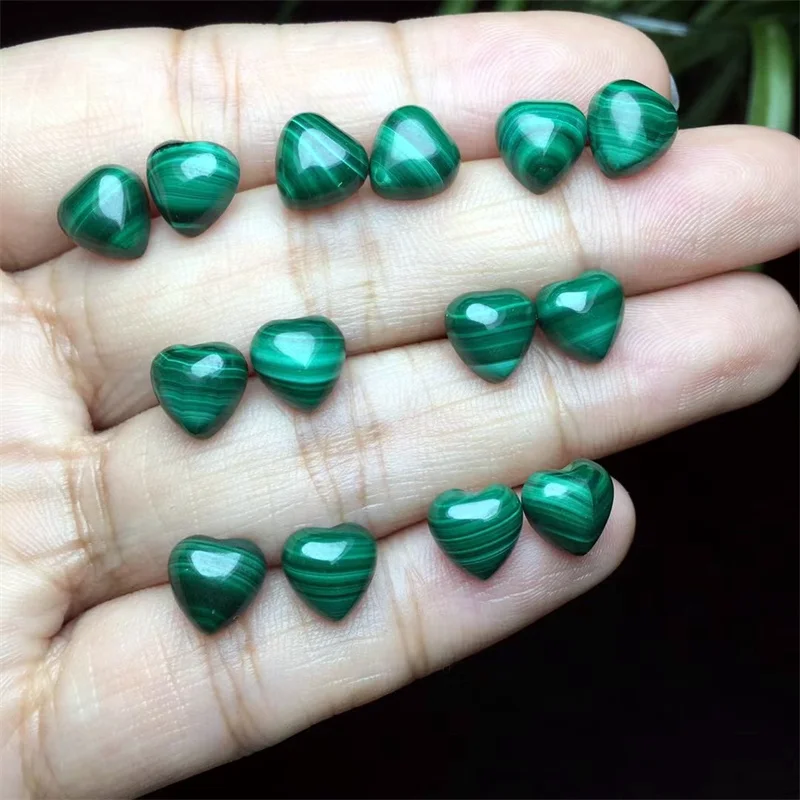 Natural Malachite Heart Stud Earrings For Women Elegant Temperament Holiday Fashion Healing Jewelry Gift1pair