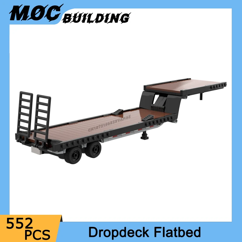 

MOC City Transport Vehicle Dropdeck Flatbed Trailer Model Building Blocks Loading Of Wheeled Cargo Truck Assemble Brick Toy Gift