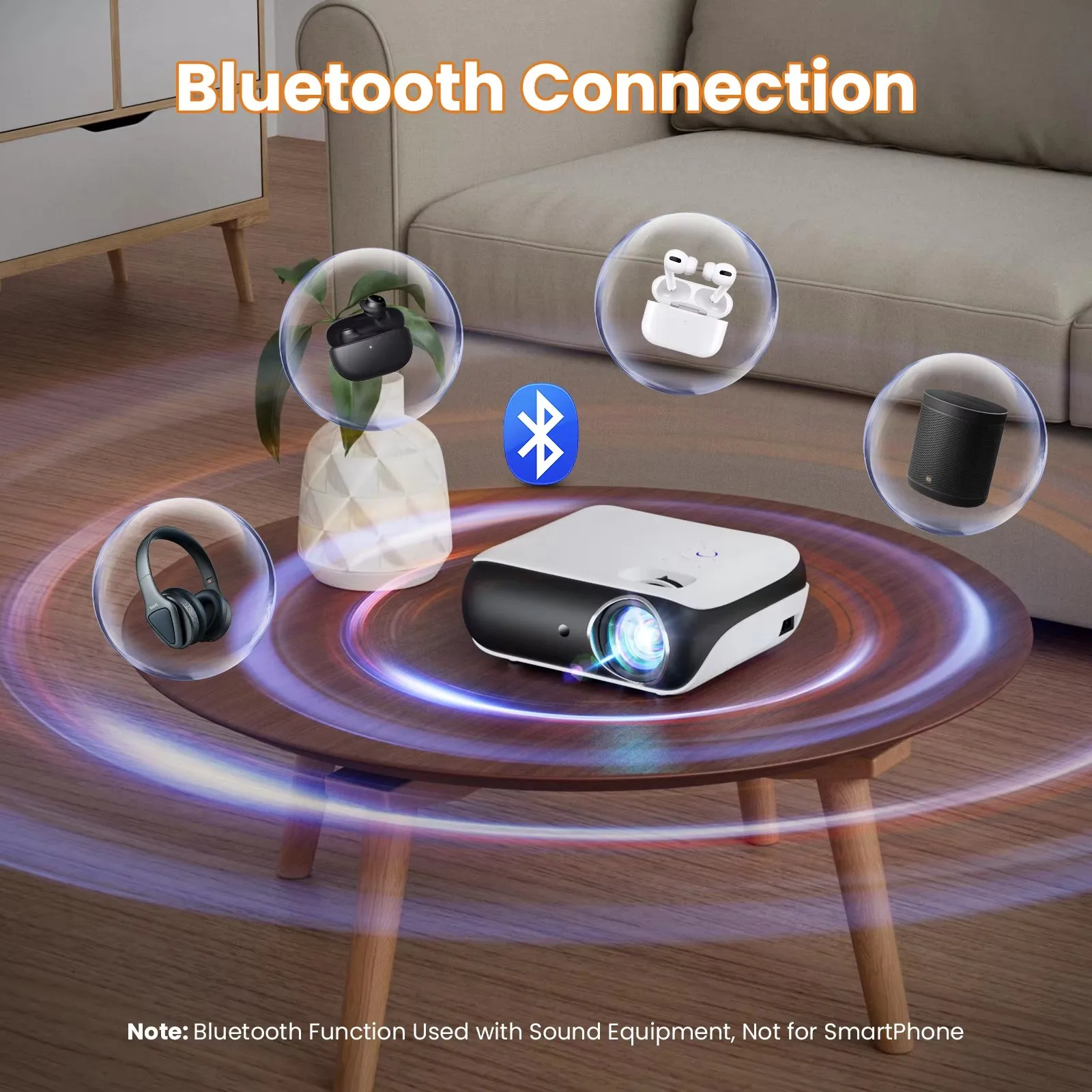 Projector Native 1080P Bluetooth Projector Portable 1920x1080dpi Outdoor Full HD Mini Projector Home Bedroom Speaker 9500Lumens