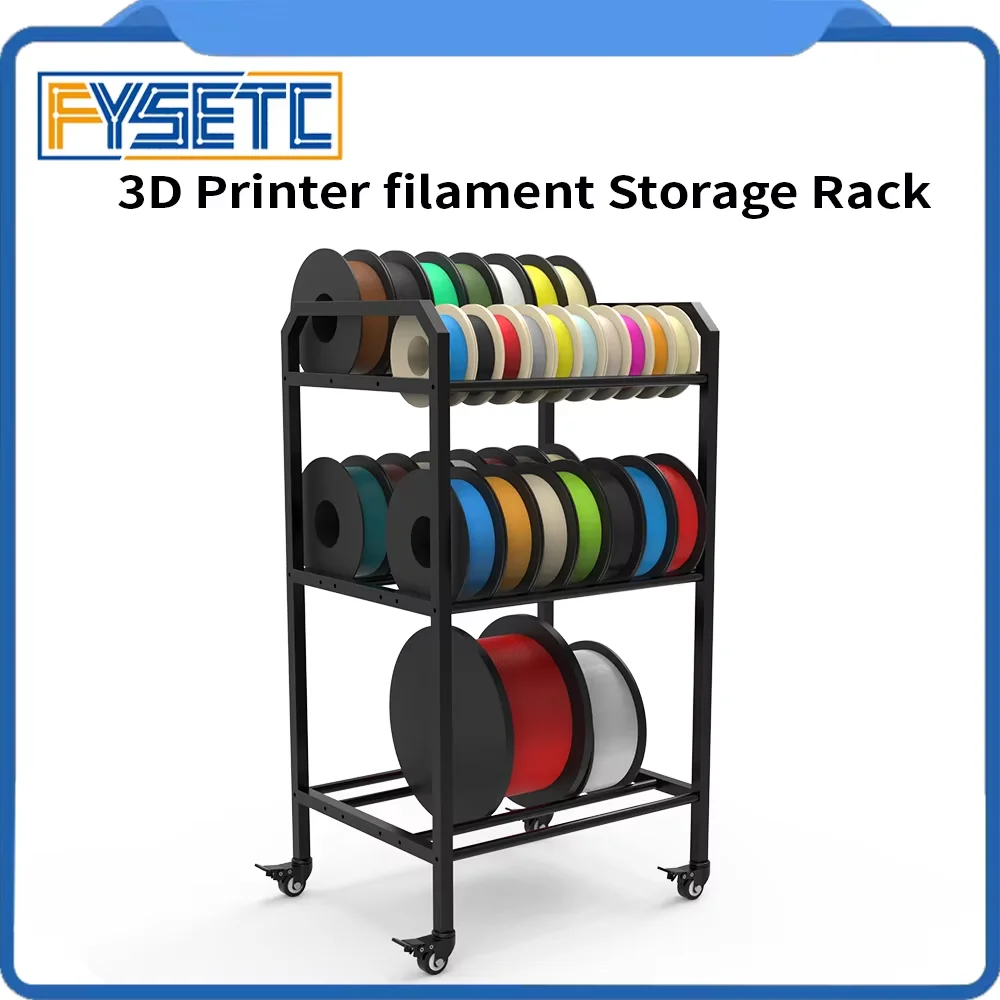 3D Printer Filament Storage Rack Wide Rolling Filament Spool Holders Racks with Wheels Heavy Duty Metal Shelf for PLA/ABS/TPU