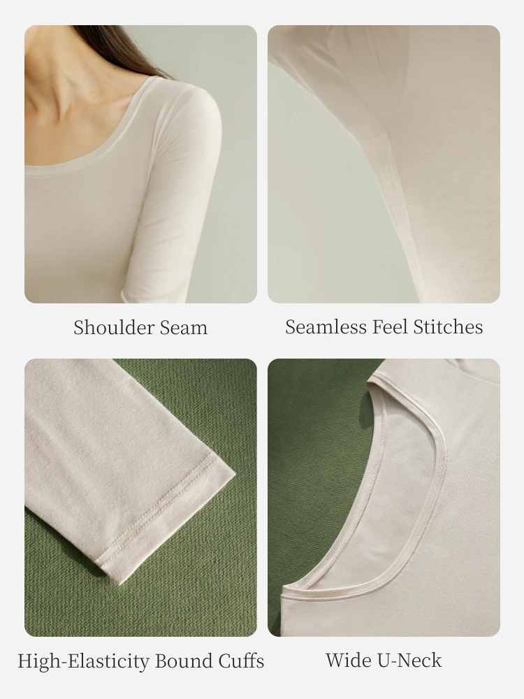 SUJIIN Autumn Thermal Shirts for Women 2025 Winter Long Sleeve Bottoming Thermal Tops Cashmere Protein Thermal Underwear XC001