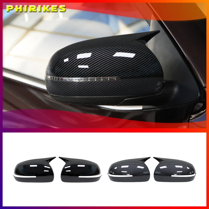 For KIA K3 Cerato Forte 2010-2012 ABS Carbon Fiber Car Body Side Door Rearview Mirror Cover Cap Housing Sticker Trim