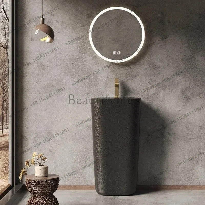 Imitation Stone Column Basin Inn Balcony Vertical Wash Basin Chinese Floor-to-ceiling Washbasin B & B Bathroom