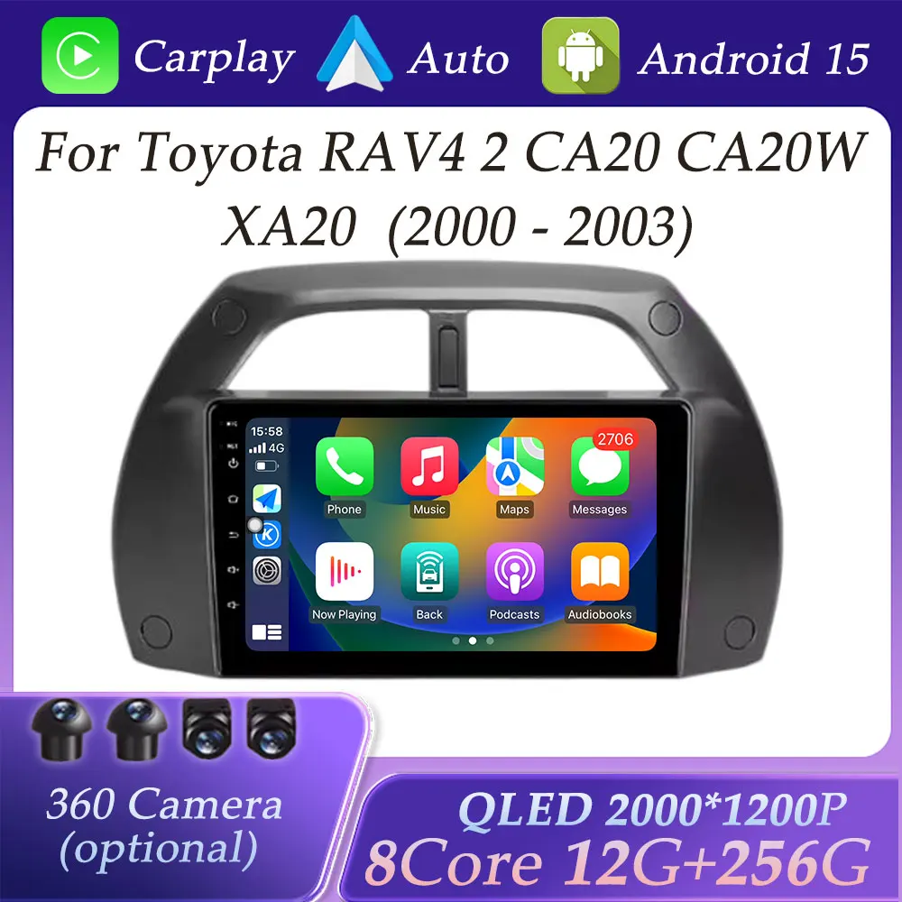 

Carplay для Toyota RAV4 2 CA20 CA20W XA20 2000-2003 гг. Автомобильный радиоприемник Видео Аудио Мультимедийный плеер Разделенный экран GPS Navi DSP Стерео BT