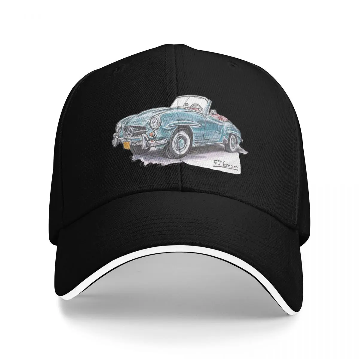 Classic Mercedes 190 SL in blue. Baseball Cap Snap Back Hat sun hat Trucker Cap Sunhat Women's Hats 2025 Men's