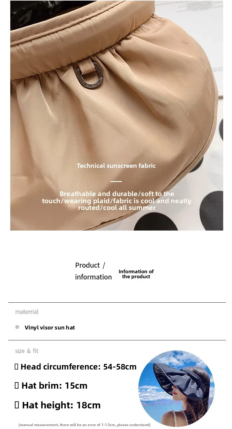 UPF50+ Sonnenblende-Hut, Dual-Use-Vollgesichts-Sonnenschutz, faltbares Stirnband für Strand, Wandern, Outdoor, Sommerhüte für Damen – Detail 6