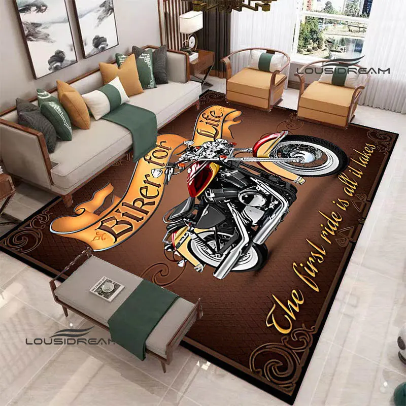 Motorcycle retro printed carpet Non -slip carpet kawaii rug area rug rugs living room door mat kitchen mat birthday gift