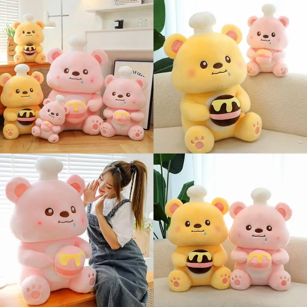 

Кавайная плюшевая игрушка, кукла шеф-повара, медовая банка, медведь, большой милый розовый плюшевый мишка, чучело, детский подарок на день рождения, плюшевая подушка