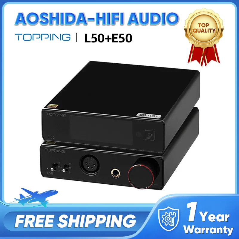 

TOPPING E50 Hi-Res ES9068AS DAC MQA FULL Decoder+TOPPING L50 NFCA Headphone Amplifier SE+BAL Input Audio Amp 6.35mm/XLR Output