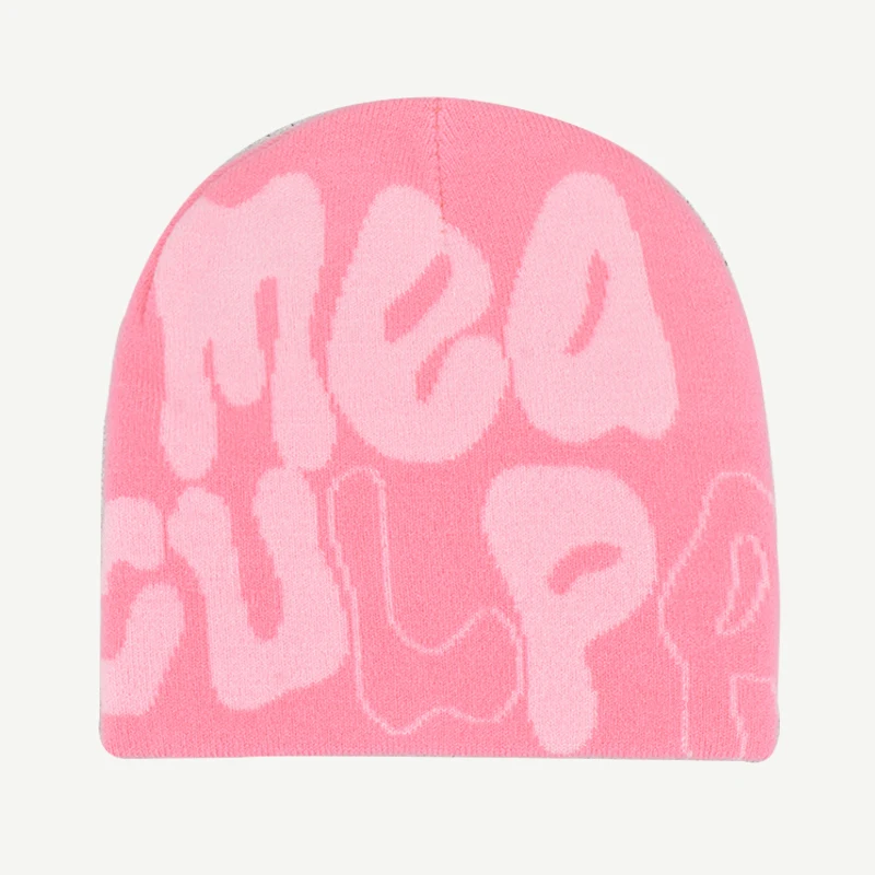 Mea Culpa Knitting Beanies Hat For Women Men Couple Y2K What's In Fashion Bonnet Kpop Wool Skullies Hoods Lady Caps Gorro шапка view 4