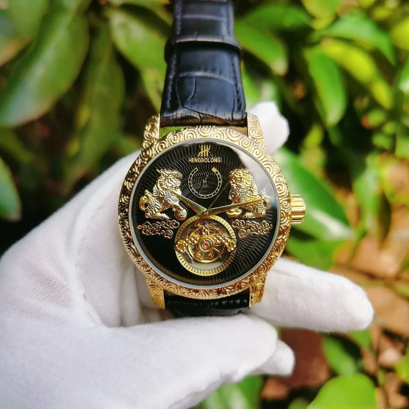 

Double Unicorn Tourbillon Mechanical Large Plate Men's Watch Luminous Retro Automatic