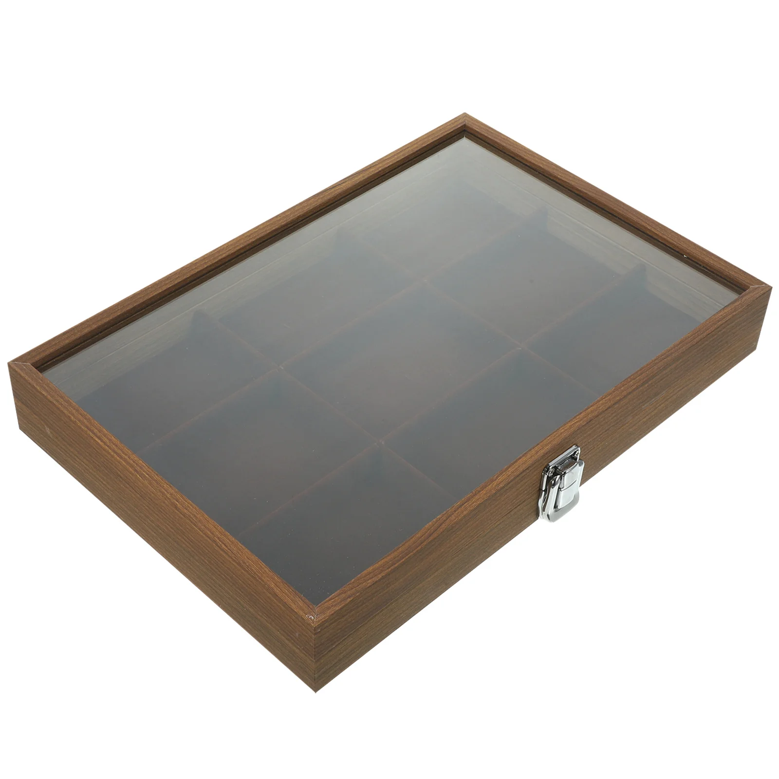 

Wooden Jewelry Box Clear Glass Lid Vintage Grid Organizer For Ring Earring Trinket Storage Jewelry Display Case Box For