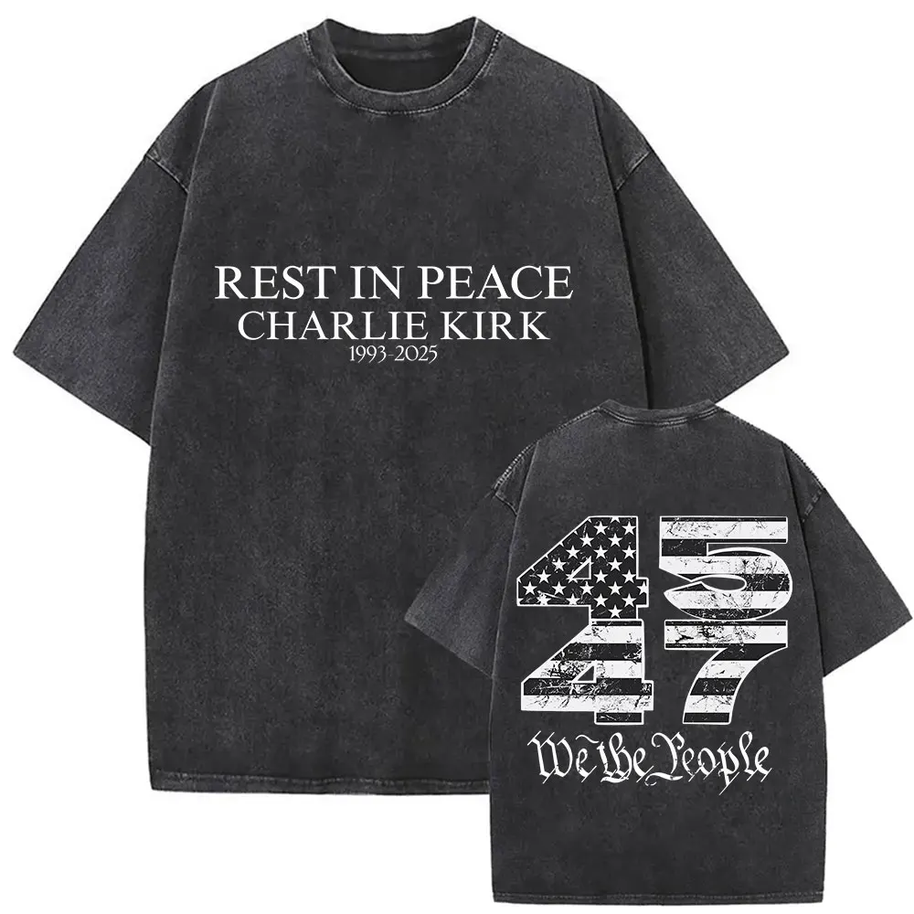 

Classic Charlie Kirk 1933-2025 Vintage Washed Graphic T Shirt Men's Fashion Cotton Short Sleeve T-Shirt Y2K Gothic Clothing