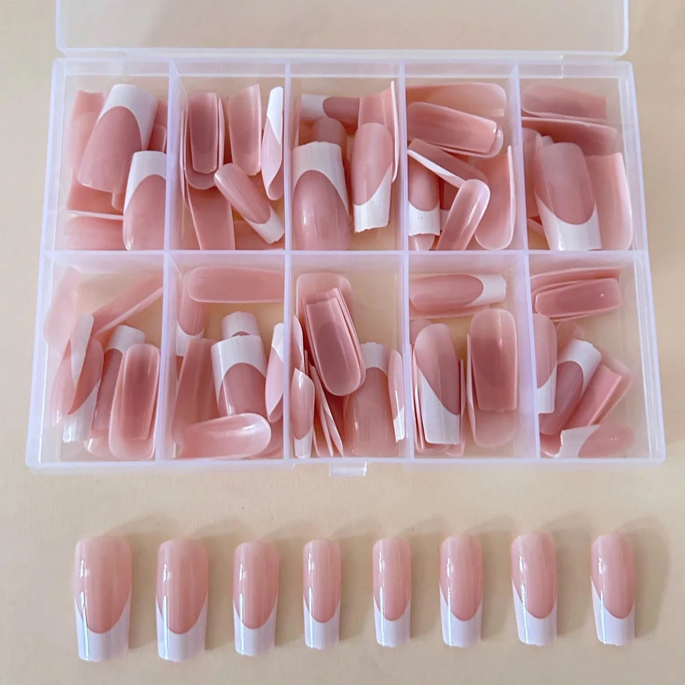 120pcs Minimalist French Style Rectangular Fake Nails, Upgrade Your Manicure Style, Suitable For Women And Girls DIY Nails, Pres