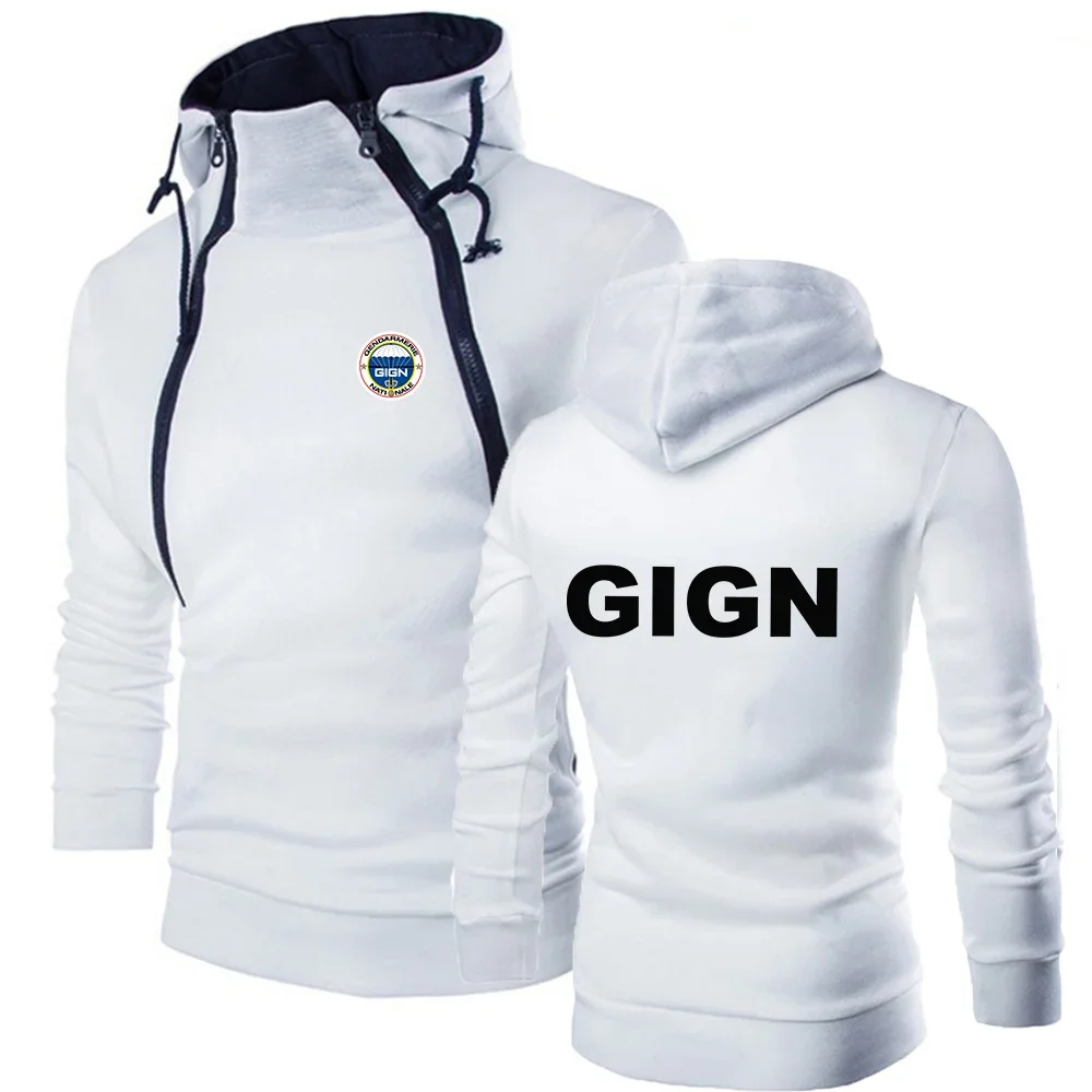 

2024 New France Gendarmerie GIGN Style Men Chest Zipper Hoodie High-quality Three-color Style Causal Comfortable Sports Sweater