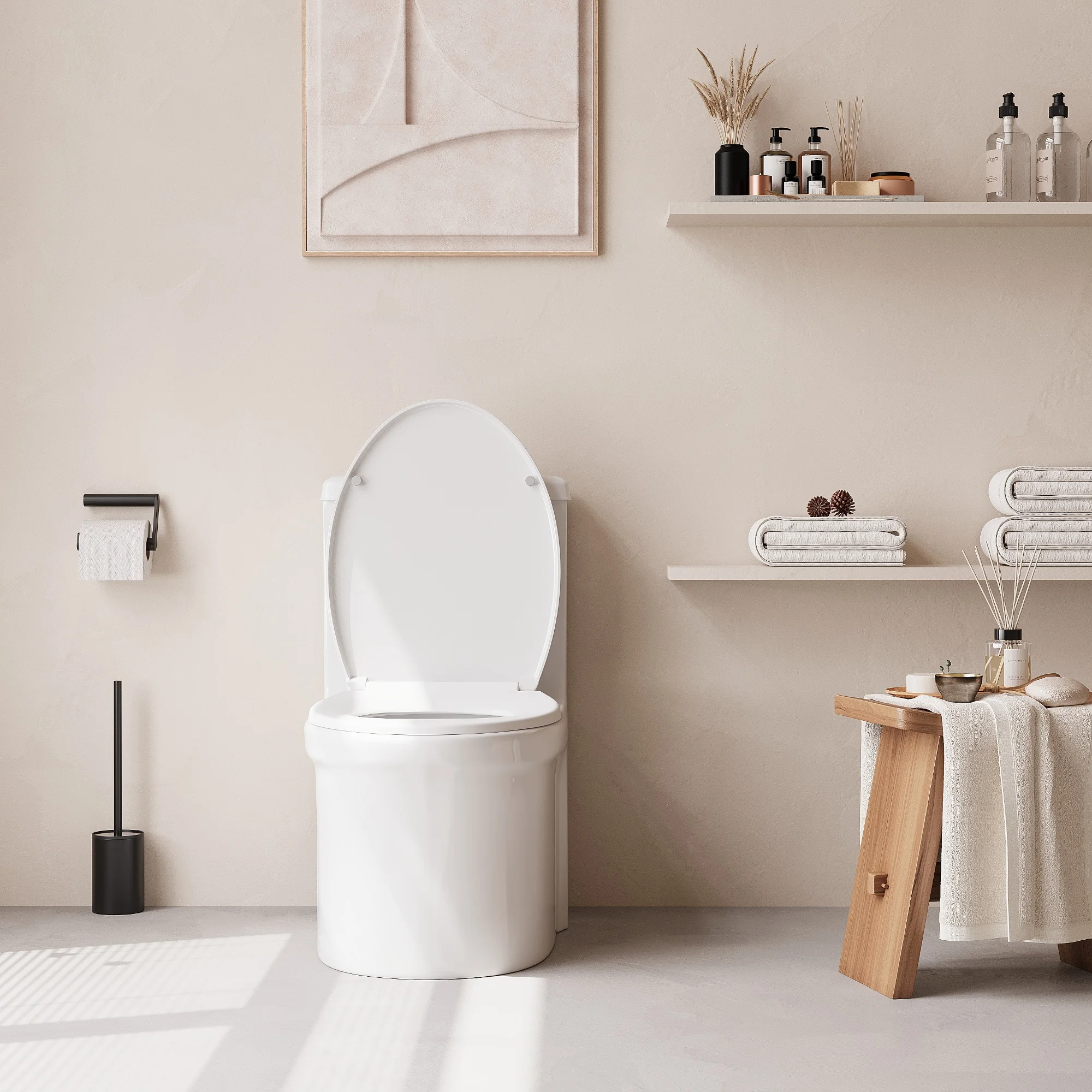 Soft Close White Toilet Seat – PP Material, Locking Hinges, Flat Lid, Quick-Release, Easy to Clean, Durable, Stable – Ideal for Bathroom, Family, Apartment, Hotel – Global Fit