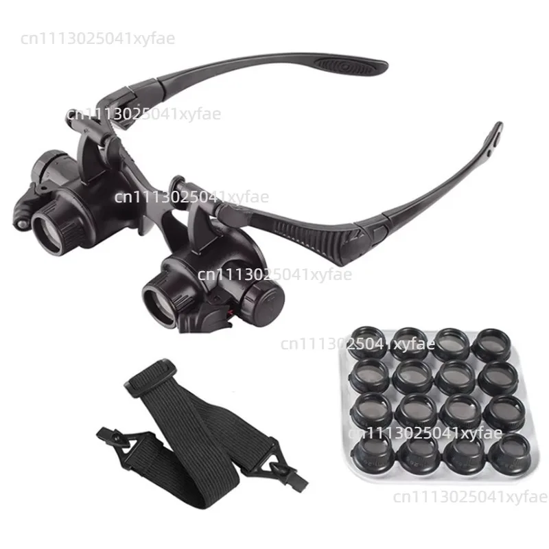 Binocular Eyewear Magnifier with Illumination, Third Hand Magnifying Glass for Watch Repair & Embroidery Work