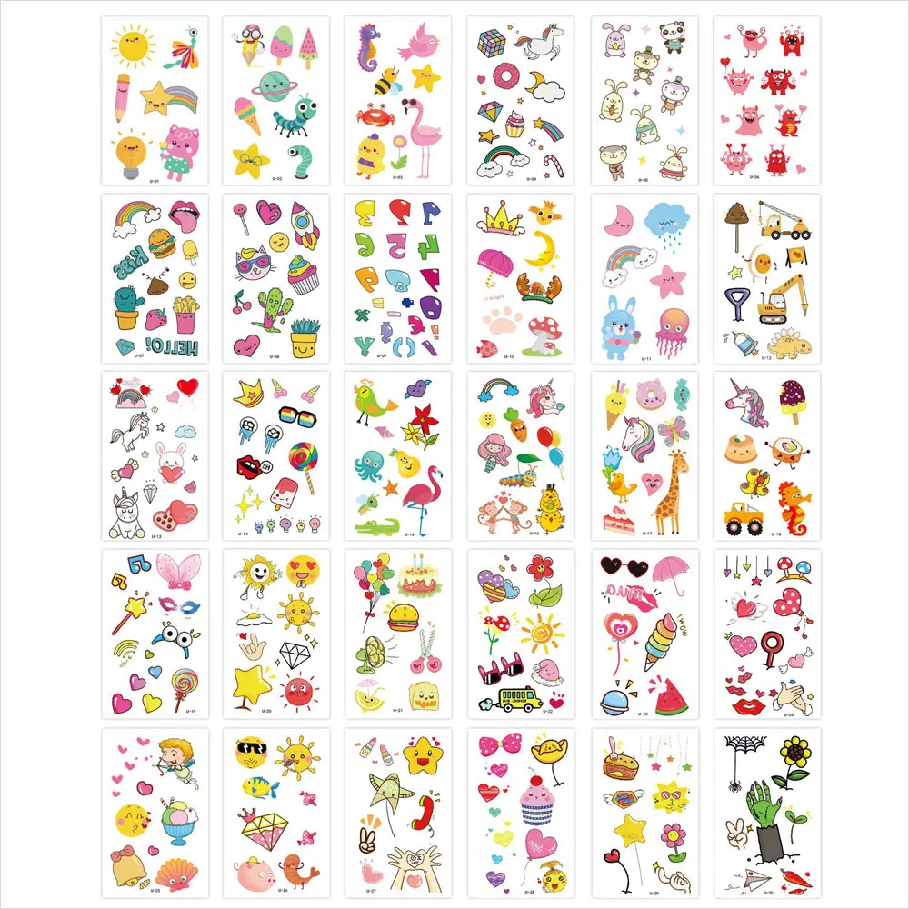 30 قطعة ملصقات وشم صغيرة لطيفة لأصابع اليد المتاح الكرتون ستار الشمس نمط الوشم المؤقت للوشم اليد