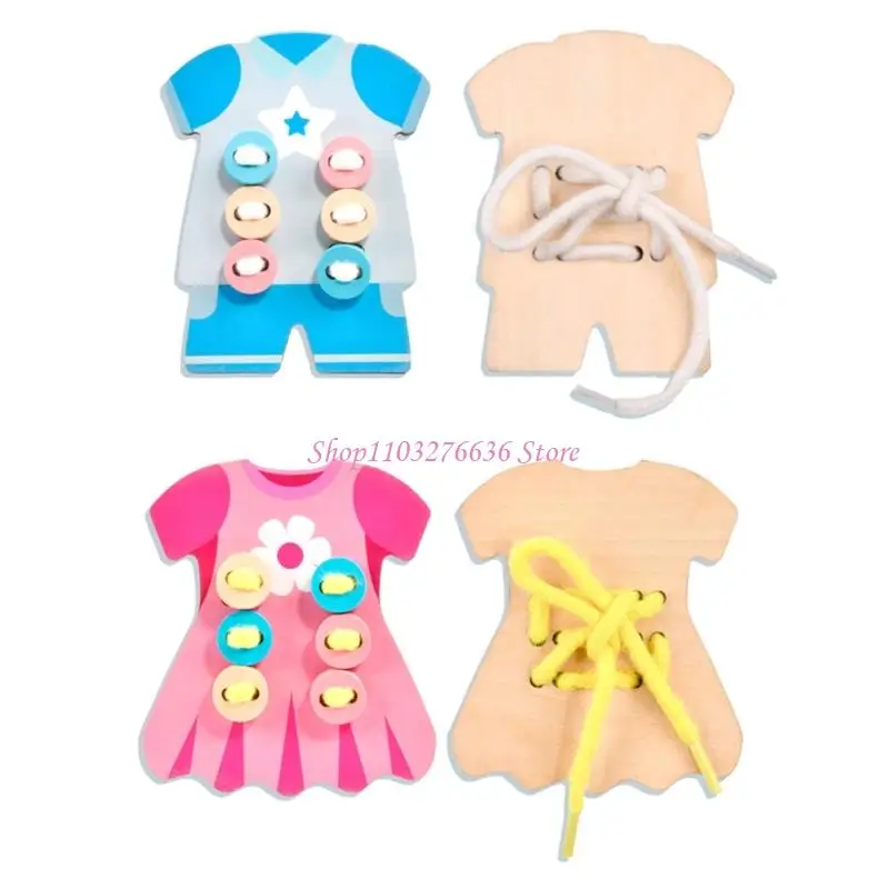 R6FD Wooden Developmental Activity Toy For Teaching Kids Essential Dressing Skill