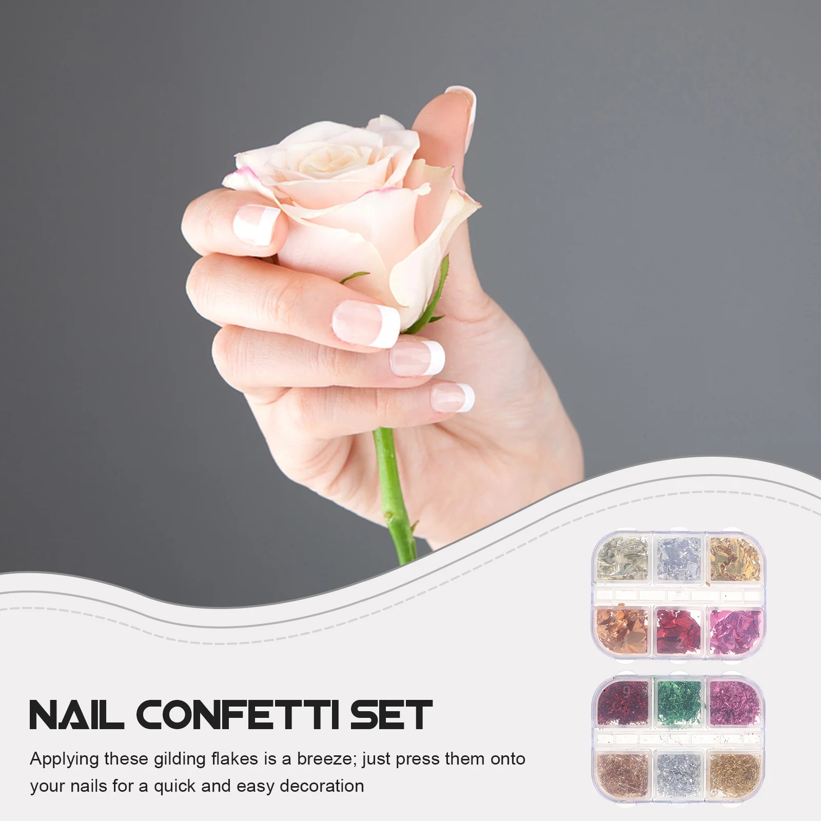 2 scatole di coriandoli metallici per unghie, scaglie di lamina d'oro e d'argento, glitter colorati per nail art per donne e ragazze, decorazione artigianale per manicure