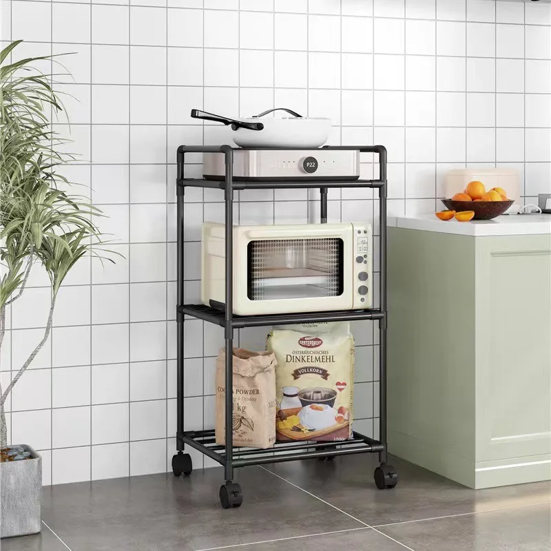 Kitchen multi-level floor-standing storage rack, household movable storage rack, wall-mounted storage rack