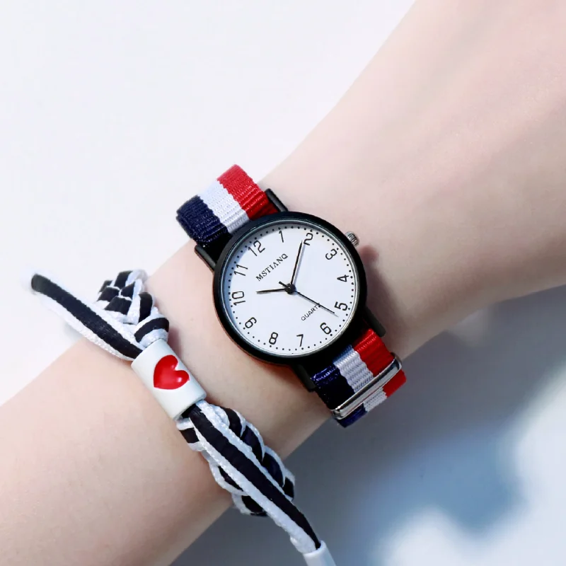 Brand Women Quartz Watch Fashion Canvas Watch Student Simple Retro College Style Female Wristwatch Luxury Clock Dropshipping