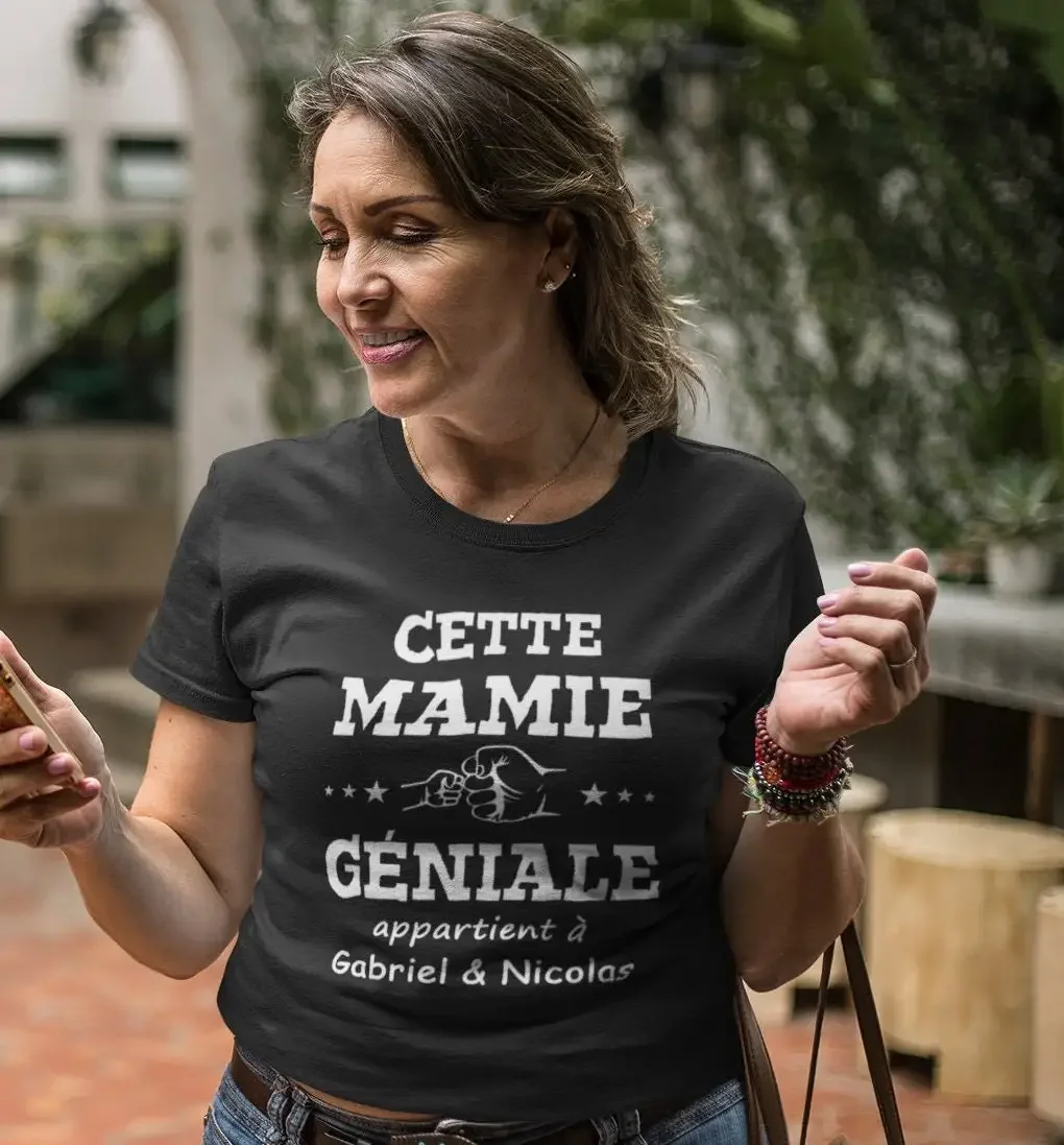 Mamie géniale manches courtes personnalisable Cadeau fête des mères grand mère maman personnalisé