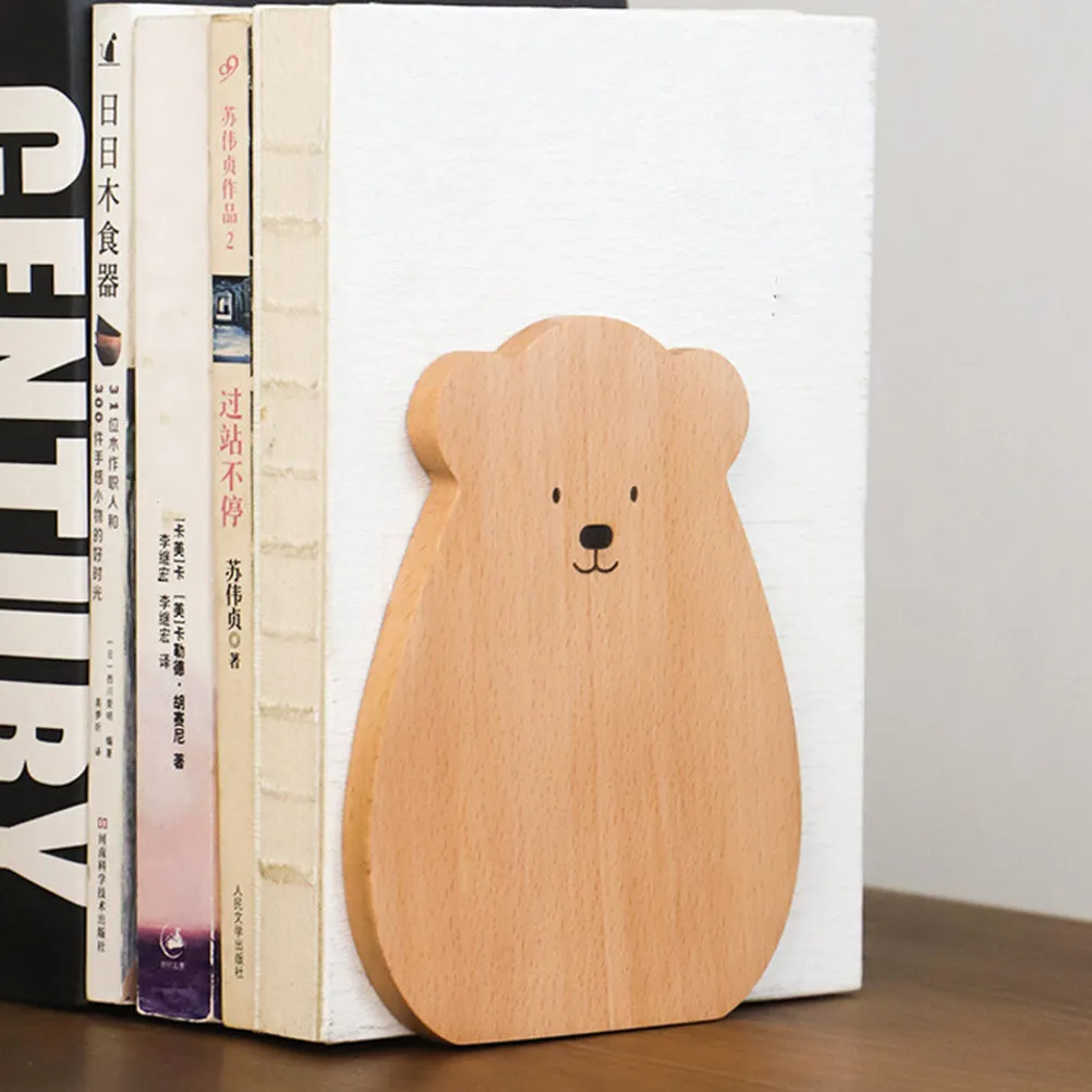Book Office Desktop Organizer Holder Stand Bookends Home Halloween Christmas Bookend For Desk Bookend Wood Books Stopper Cartoon