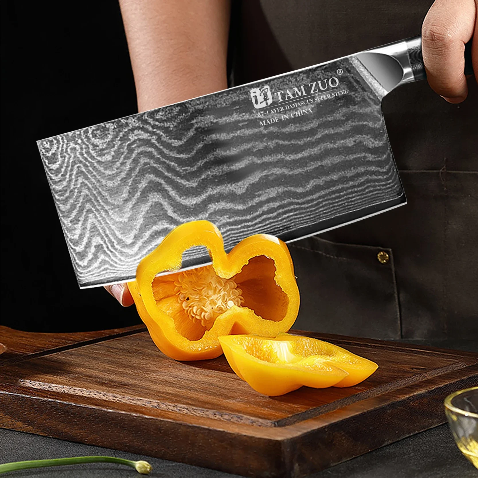 TAMZUO 67 Layers Damascus Steel Kitchen Knives 7Inch Chef Knife Chef's Knife Edge Kitchen Knife G10 Handle Meat Cleaver with Box 5