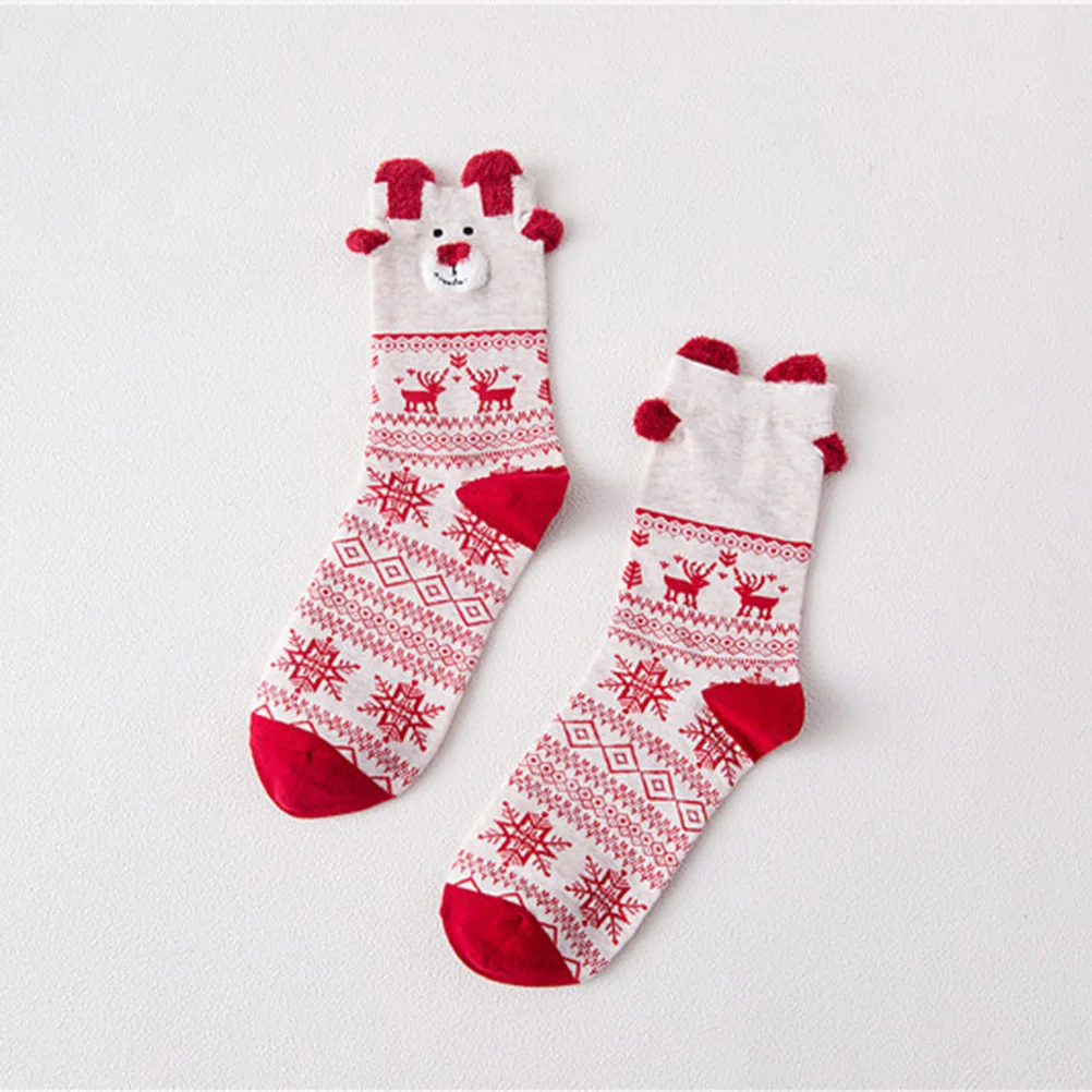 

New Year Socks for Girls Passionate Red Design Cotton Comfortable Holiday Gift Warm Cozy for Christmas
