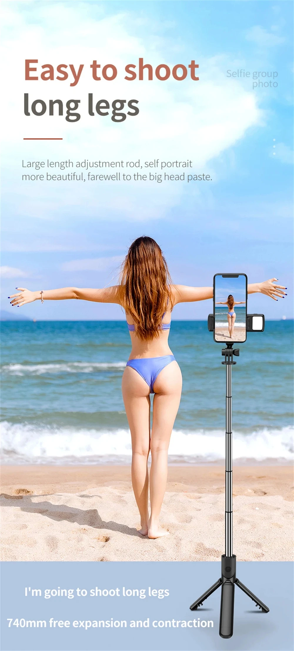 3In1 Bluetooth Wireless Selfie Tripod With Fill Light Shutter Remote Control Portable Foldable Monopod For I Smart_voghion.com