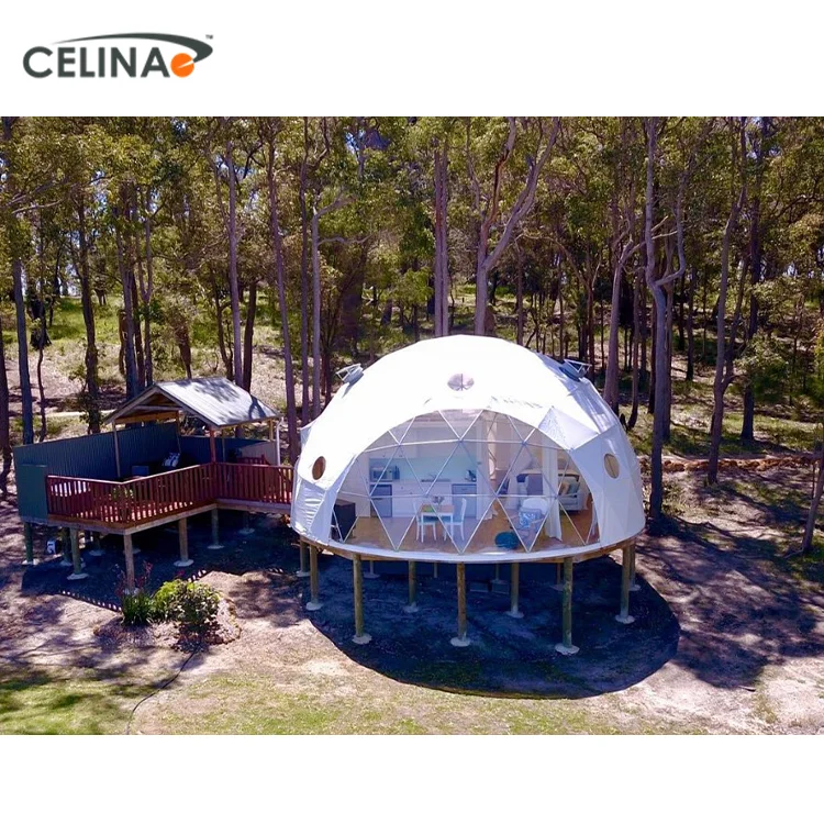 Resort impermeable Igloo Glamping cúpula geodésica casa tienda de tela de PVC de doble revestimiento tienda de cúpula insonorizada