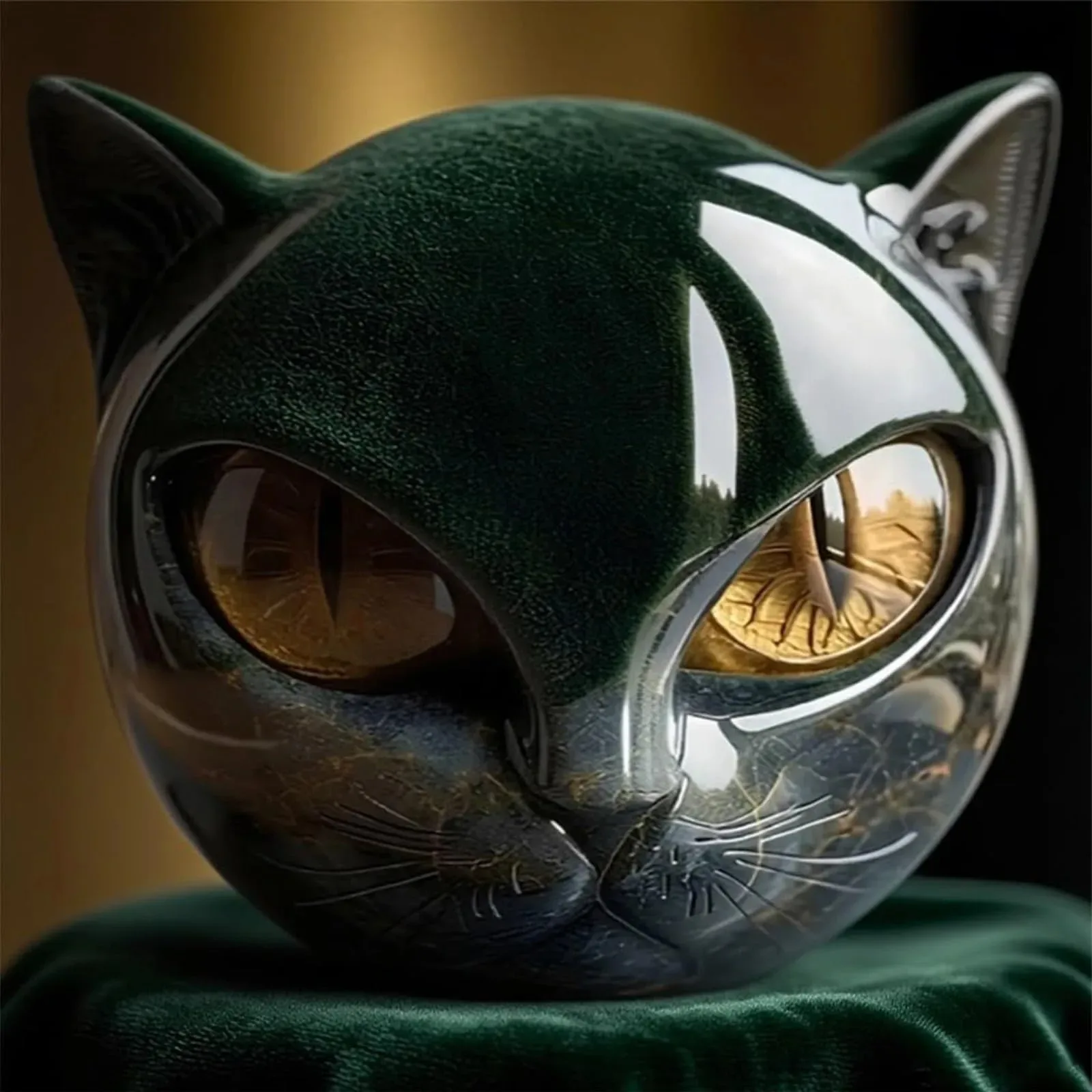 هدية فريدة من نوعها عمل فني عيون كهرمانية منحوتة يدويًا منحوتة من حجر القط ديكور منزلي أنيق حجر شفاء للقطط للنساء