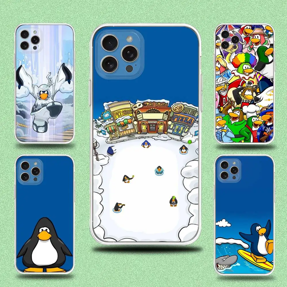 Funda de teléfono G-Game Club P-Penguin para iPhone 16,15,14,13,12,11 Plus,Pro,Max,XR,XS,X,7,8 Plus,SE,Mini carcasa transparente
