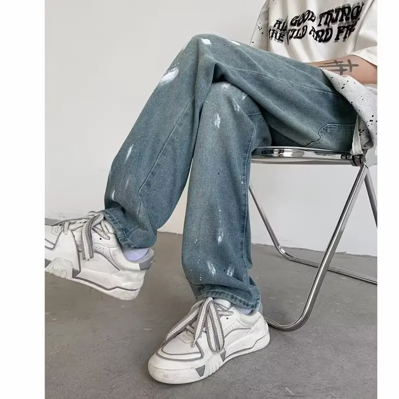 

Trendy Casual Straight Leg Workwear Pants for Men Versatile Spring Autumn Long Pants Polyester Fiber mid Waist Zipper Fly