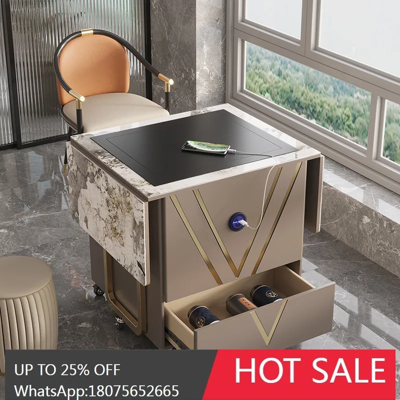 MJY Adjustable Rock Slab Tea Table Light Luxury Small Apartment Multifunctional Mobile Coffee Table Dining Table Dual-use