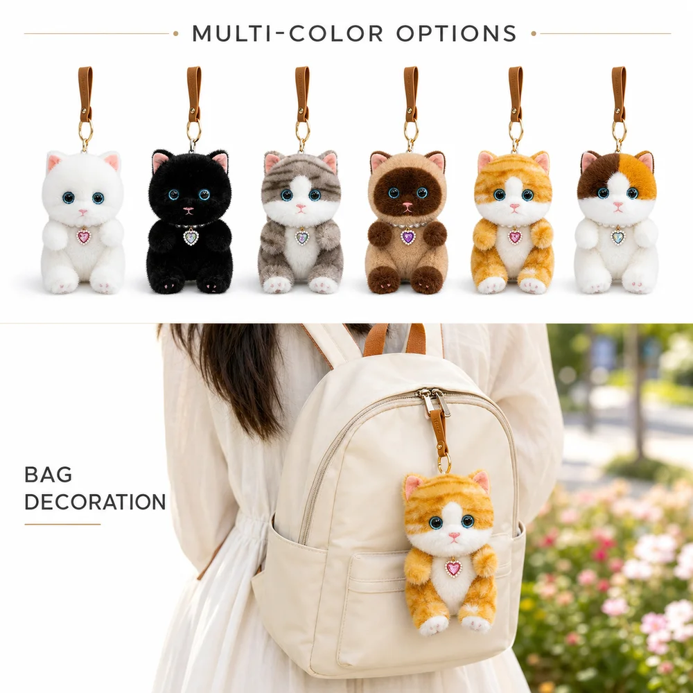 Gifts Realistic Kitten Shape Cat Keychain Lying Cat Sitting Cat Cat Pendant Cute Furry Key Ring Backpack Accessories