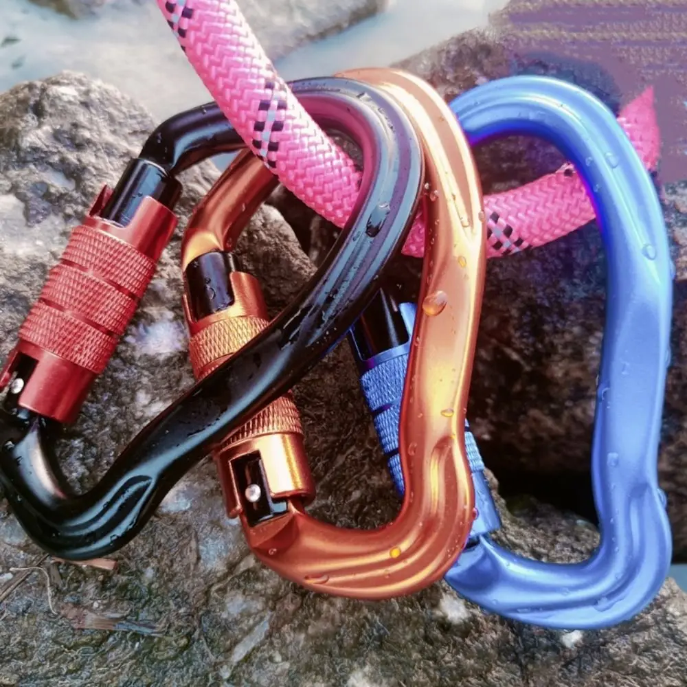 

7075 Aviation Aluminum Safety Auto Lock Buckle Pear-shaped Electrophoresis Professional Carabiner Multifunctional Sturdy
