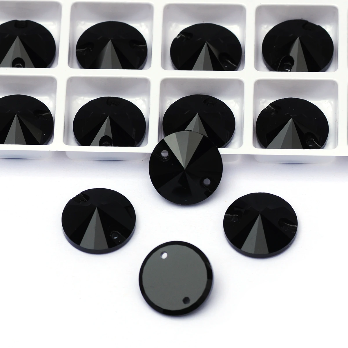 

Jet Black K9 Glass Round Diamond Rivoli Strass Flat Back Sewing Stone Sew on Rhinestones for Dance Dresses Garment
