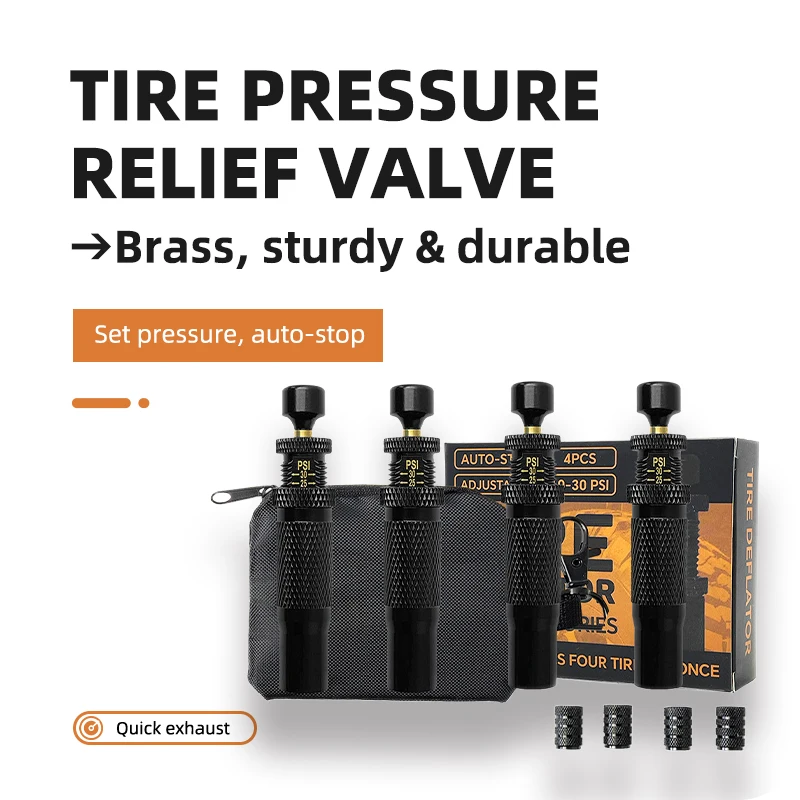 

Клапан сброса давления в шинах Латунь Прочный и долговечный Регулируемый Автоматическая остановка Устойчивость к морозному дефлятору шин Редукция давления в шинах