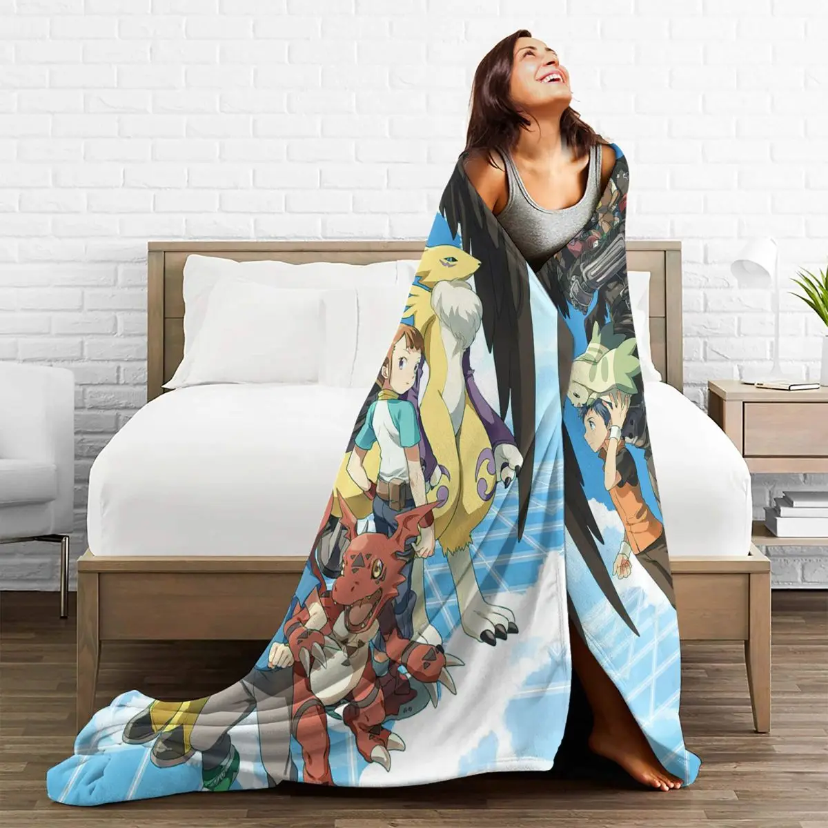 Guilmon In The Box Digimon Blankets Soft Warm Flannel Throw Blanket Bedding for Bed Living room Picnic Travel Home Couch