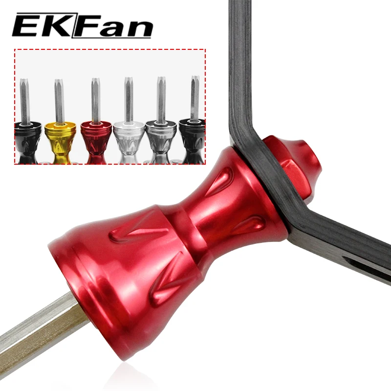EKfan 105mm Kohlefaser-Griff für Dai Hexagon Schaftverschluss-Spinnrolle mit doppeltem Aluminiumlegierungs-Knopf für Angelrollen – Detail 6