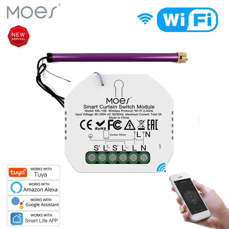 

Wi-Fi Mini Smart Curtain Switch Module Роликовые жалюзи Двигатель затвора Smart Life Tuya APP Дистанционное управление Работа с Alexa Google Home