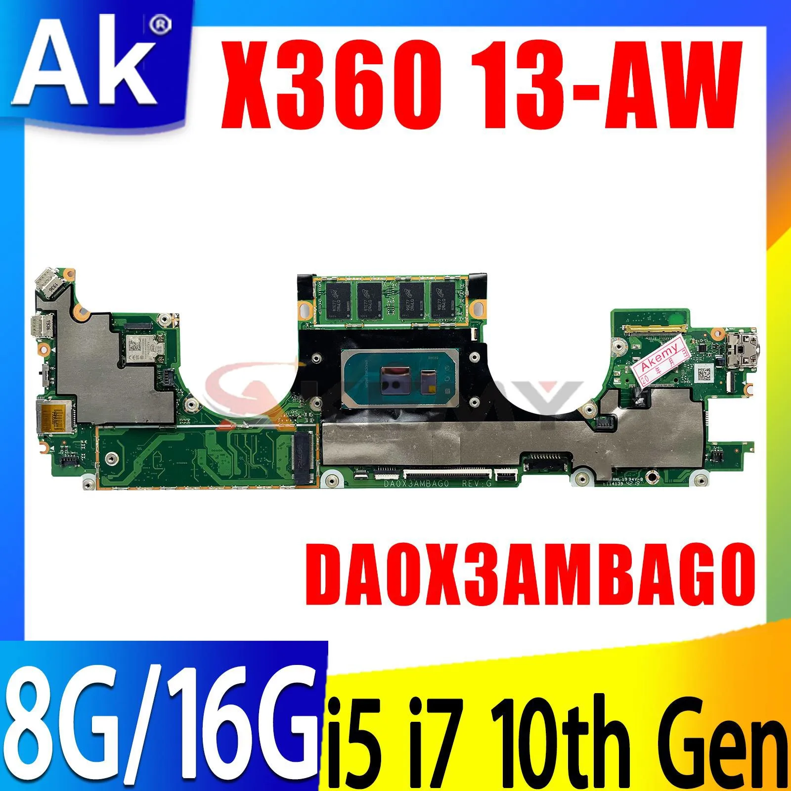 

Shenzhen DA0X3AMBAG0 Mainboard For HP Spectre X360 13-AW 13-AW0013DX Laptop Motherboard with i5-1035G4 i7-1065G7 CPU 8G 16G RAM