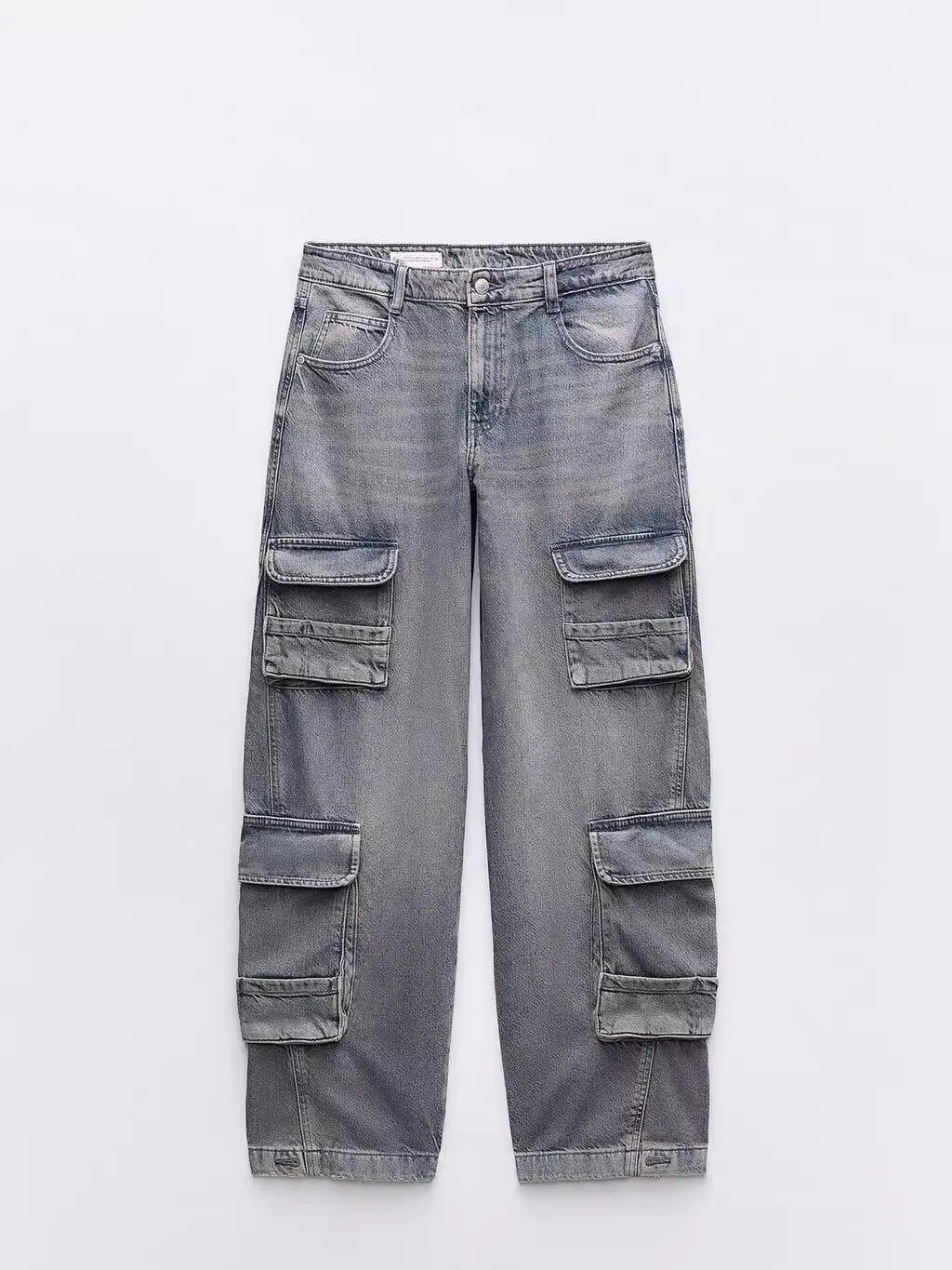 

Весна 2024, женская свободная рабочая одежда, джинсы со средней талией, Новое поступление, длинные брюки с декором, глубокие цвета, износостойкие