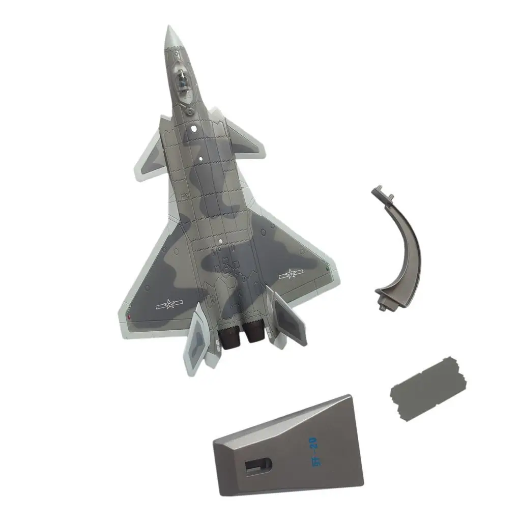 Aolly Diecast 1:100 J-20 Aircraft Fighter with Stand Desk Decor Ornaments Aviation Collectibles