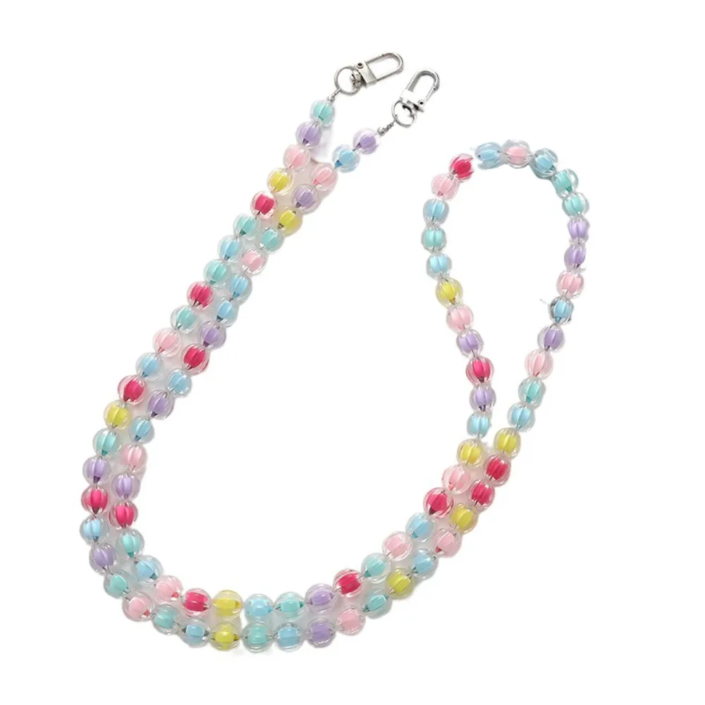 

Универсальный разноцветный ремешок-цепочка для телефона через плечо с бусинами, несъемный, в форме леденца, милый, длинный, на шею