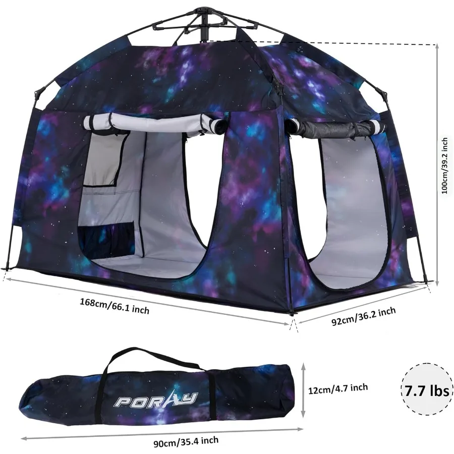プレイテント ポータブルプレイハウス 屋内 屋外 キャリーバッグ付き ライトストリップデザイン 夜間使用可能 親の誕生日パーティー用スペース